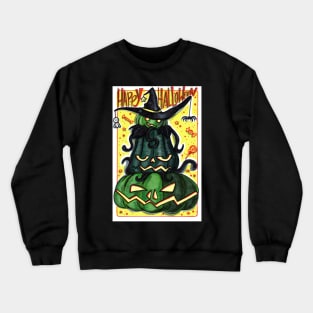 Happy Halloween Stack of Green Pumpkins Crewneck Sweatshirt